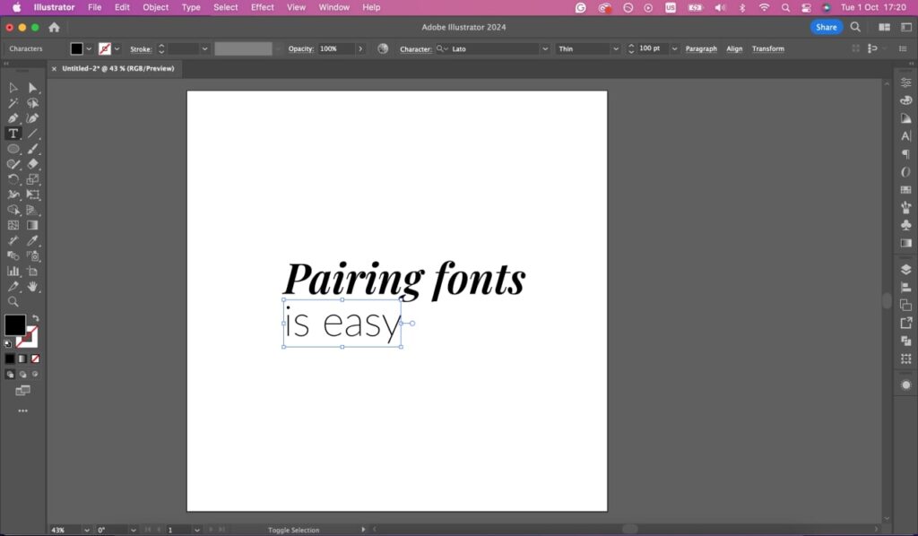 Adobe Illustrator with an open project file.