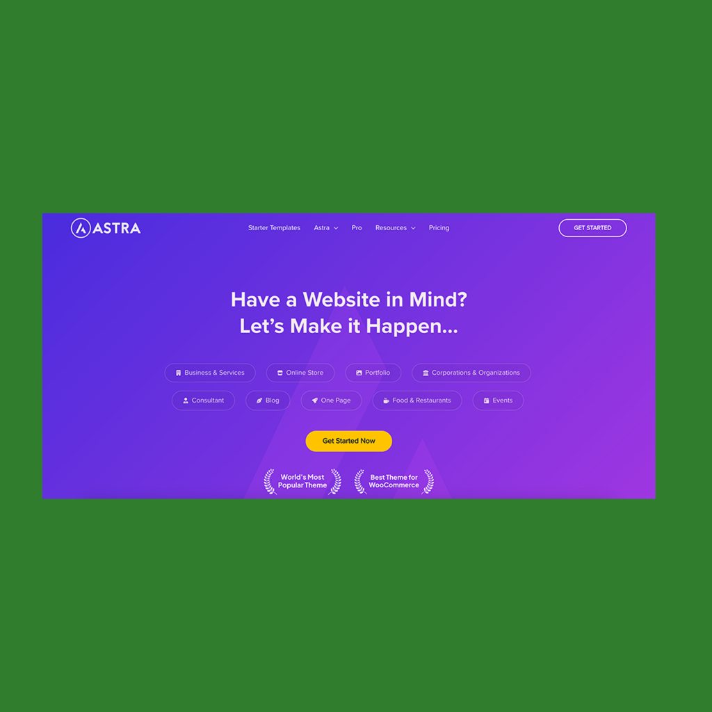 Screenshot of the Astra template.