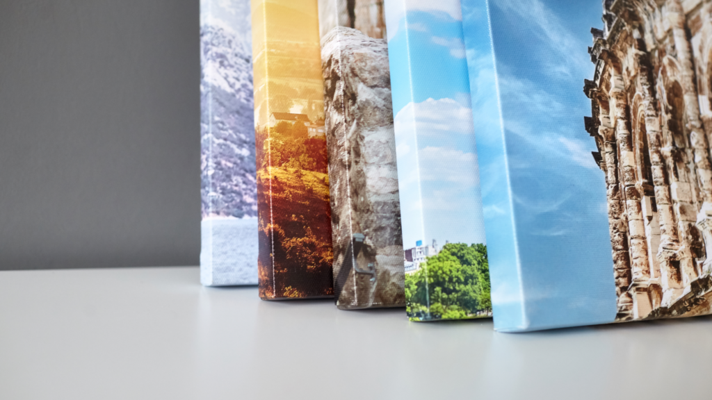 A set of 5 different printed canvas.