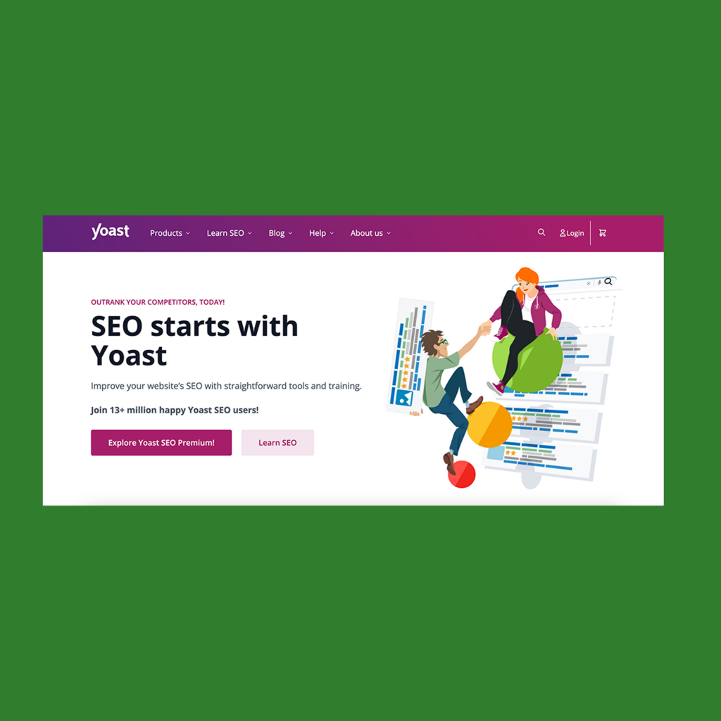 Screenshot of the Yoast SEO homepage.